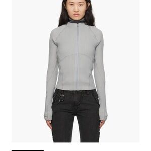 Gray Ribbed Zip-Up Jacket